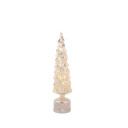 Melrose LED Mercury Glass Rotating Pine Tree - Set of 2