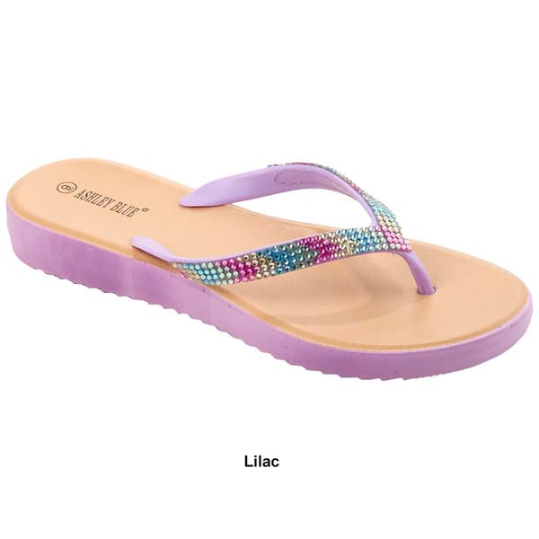 Womens Ashley Blue Iridescent Platform Flip Flops