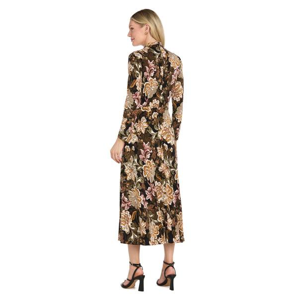 Womens R&M Richards Long Sleeve Floral Midi Dress