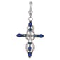 Wearable Art Silver-Tone Sapphire Glass Cross Enhancer Pendant - image 1