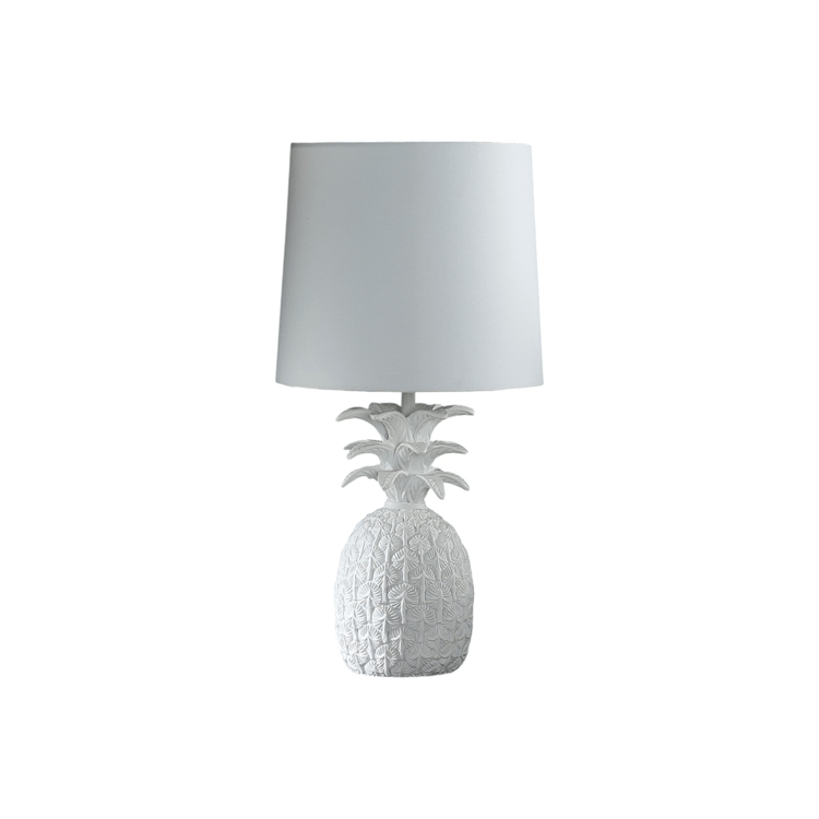 HomeRoots 17in. White Pineapple Table Lamp with Empire Shade