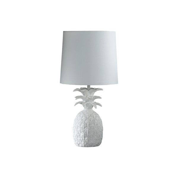 HomeRoots 17in. White Pineapple Table Lamp with Empire Shade - image 