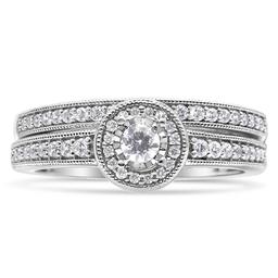 Haus of Brilliance Sterling Silver 1/2ct. Diamond Bridal Set