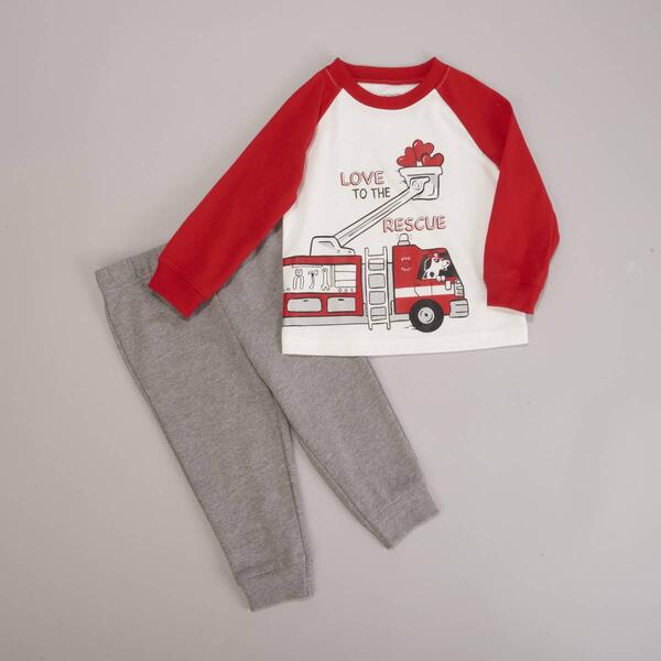 Toddler Boy Carter''s&#40;R&#41; Firetruck Valentine Top & Joggers Set - image 