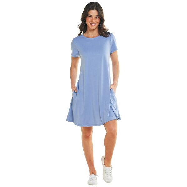 Plus Size Architect&#40;R&#41; Short Sleeve Solid Shift Dress With Pockets - image 