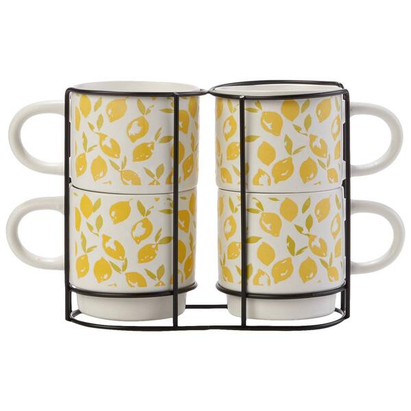 Azzure Set of 4 Stackable Mugs w/ Lemons - image 