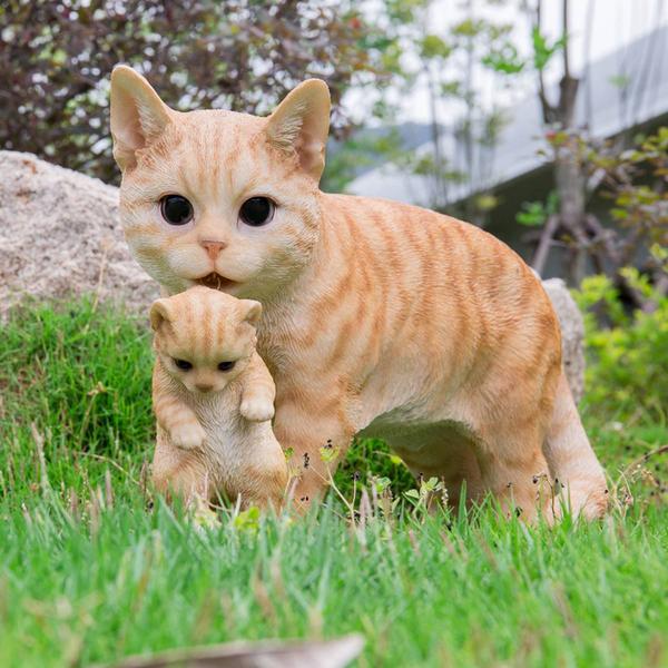 Hi-Line Gift Mother Cat Carrying Kitten Garden Statue