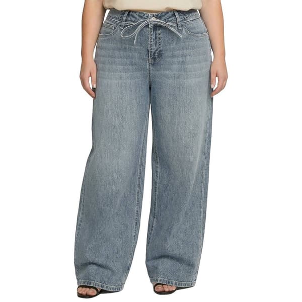 Plus Size Royalty Wide Leg Jeans With Self Tie - image 