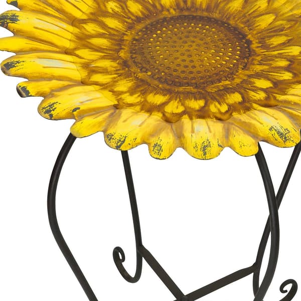 Alpine Embossed Metal Sunflower Birdbath