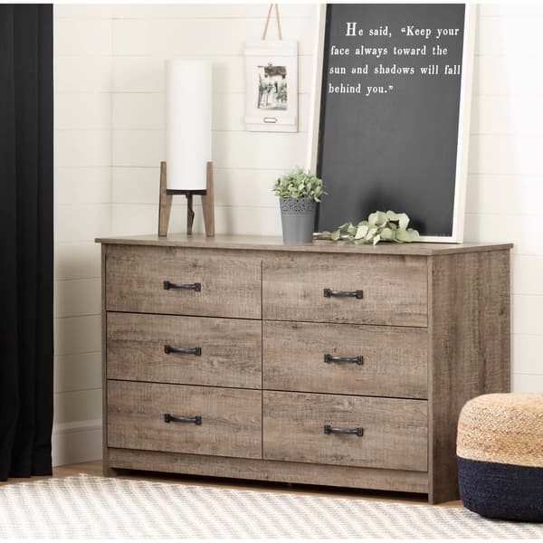 South Shore Tassio Weathered Oak 6-Drawer Double Dresser