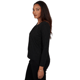 Womens Emaline Soiree Long Sleeve Hardware Neck Detail Blouse