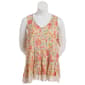 Juniors Plus Angie Lace Trim Floral V-Neck Peplum Tank Top - image 2