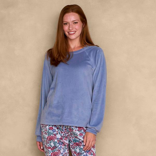 Petite Jessica Simpson Long Sleeve Velour Raglan Pajama Top - image 