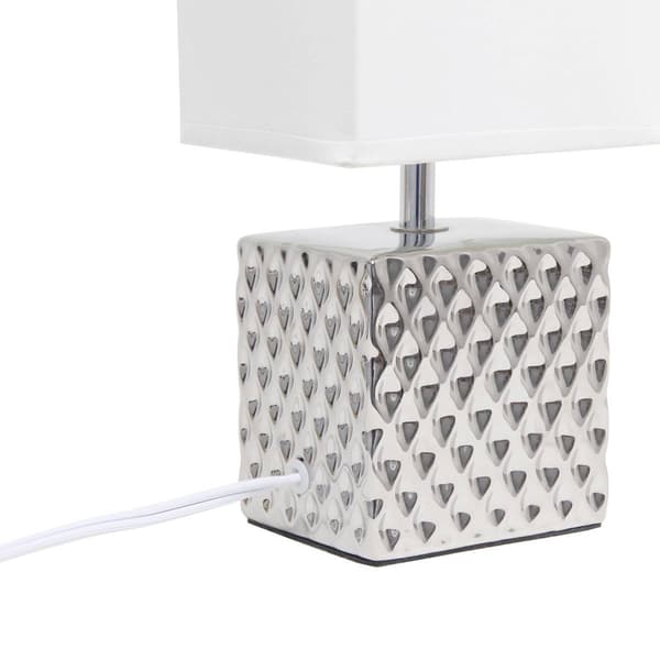 Simple Designs 11.8in. Contemporary Metallic Square Table Lamp