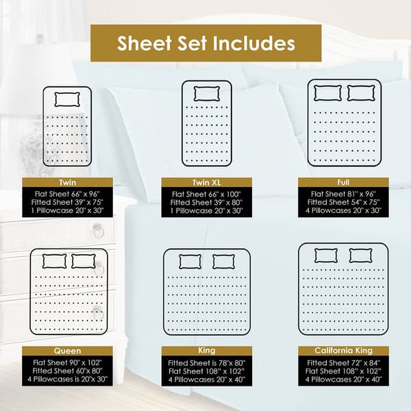 Superior 6pc. 1200 Thread Count Solid Deep Pocket Bed Sheet Set