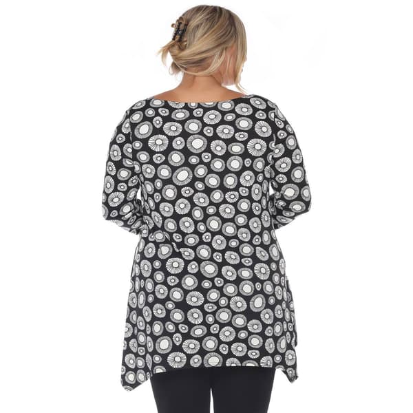 Plus Size White Mark Printed Geometric Circle Tunic
