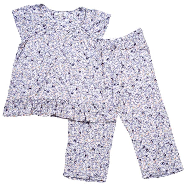 Womens Ellen Tracy Flutter Sleeve Floral Capri Pajama Set - image 