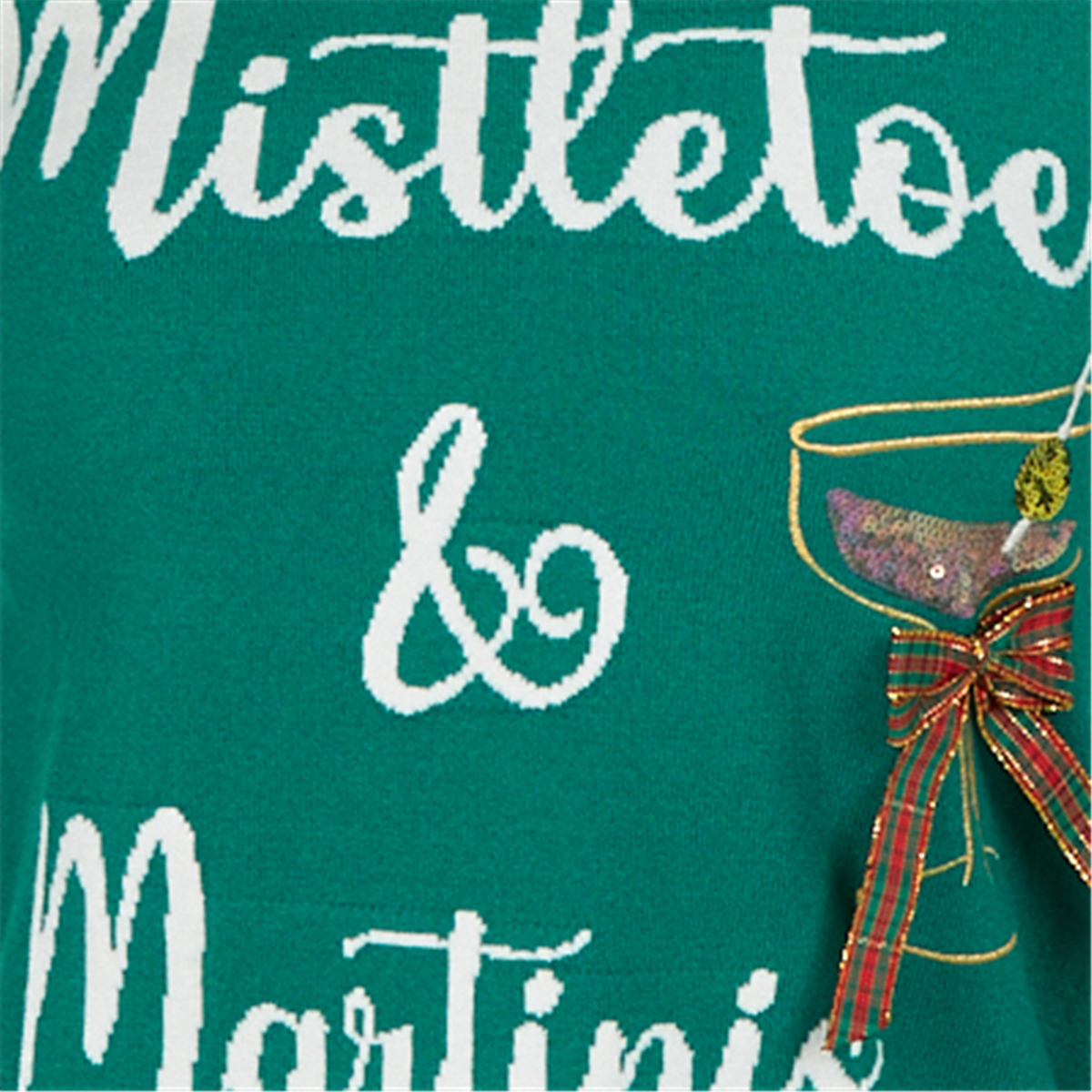 Petite Ruby Rd. Happy Holidays Mistletoe & Martinis Sweater