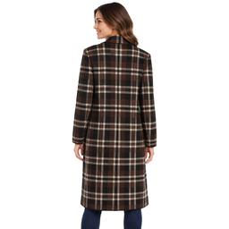 Womens Badgley Mischka Long Sleeve Plaid Notched Coatigan
