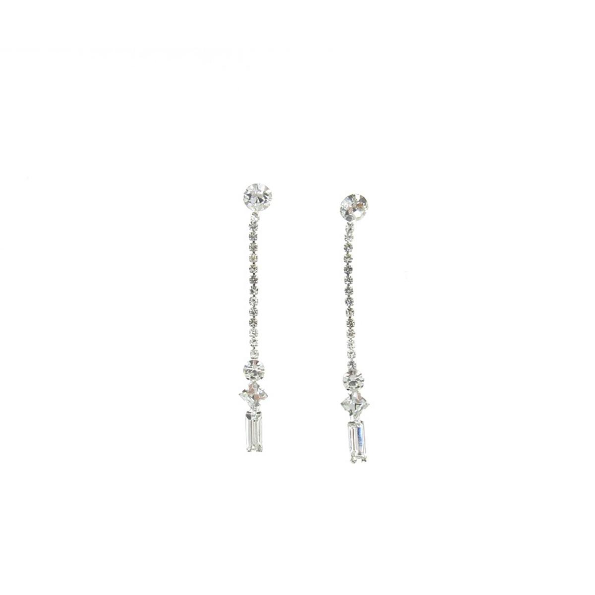 Rosa Rhinestones Skinny Mini Drop Earrings