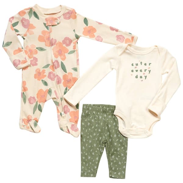 Baby Girl (NB-9M) Carters(R) 3pc. Cute Bodysuit & Sleeper Set - image 