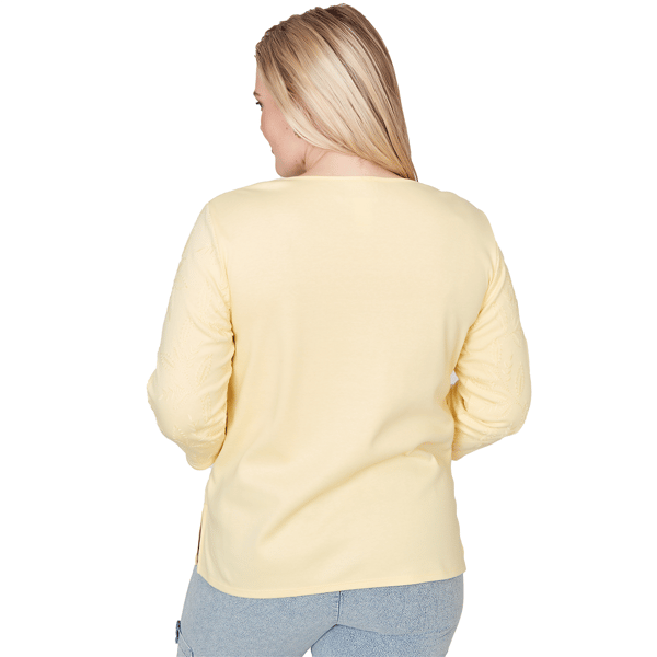 Petite Alfred Dunner Out Of The Blue Floral Embroidery Blouse
