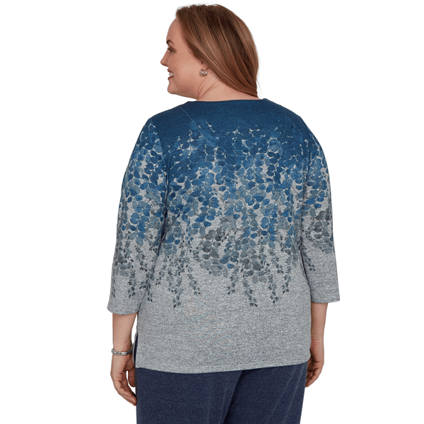 Plus Size Alfred Dunner Classics 3/4 Sleeve Falling Leaves Blouse