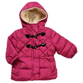 Baby Girl &#40;12-24M&#41; Pink Platinum Quilt Heart Toggle Button Jacket