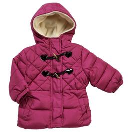 Baby Girl &#40;12-24M&#41; Pink Platinum Quilt Heart Toggle Button Jacket