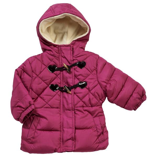 Baby Girl &#40;12-24M&#41; Pink Platinum Quilt Heart Toggle Button Jacket - image 