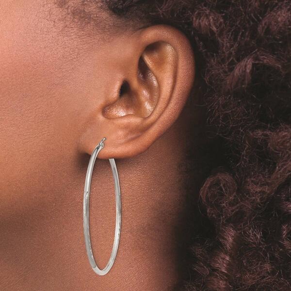 Gold Classics&#8482; 14k White Gold Satin 50mm Hoop Earrings