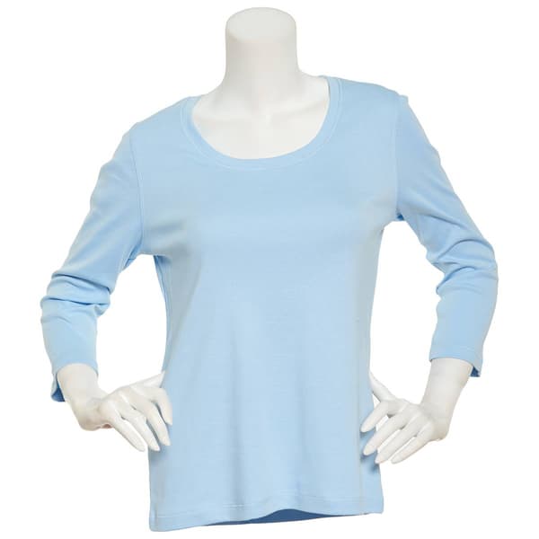 Plus Size Preswick &amp; Moore 3/4 Sleeve Scoop Neck Solid Top