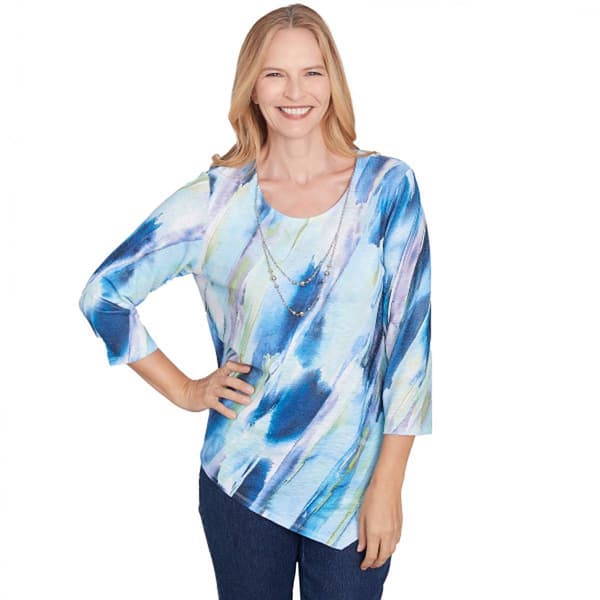 Womens Alfred Dunner Classics_S5 Diagonal Brushstrokes Blouse - image 