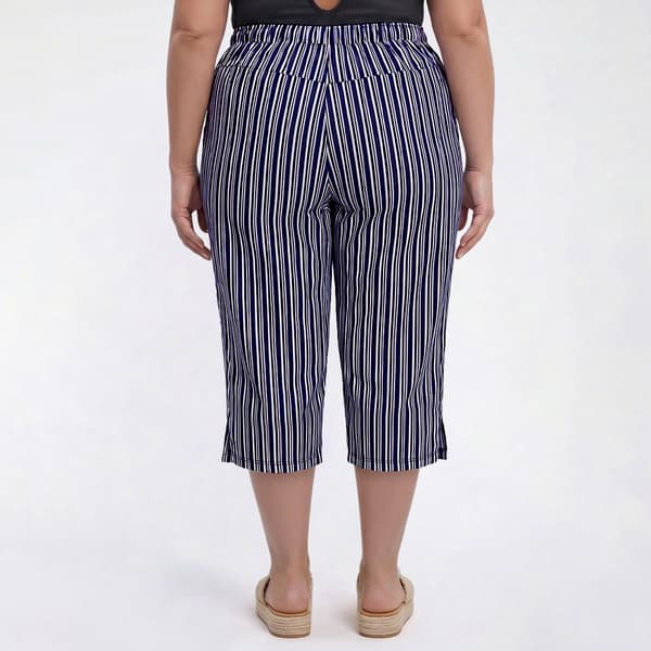 Plus Size Emily Daniels Pull On Stripe Capris with Side Slits