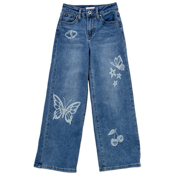 Girls (7-14) YMI(R) Wide Leg Tattoo Print Jean