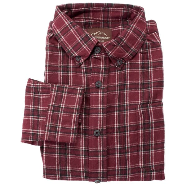 Mens Mountain Ridge Flannel Shirt - Burgundy/Black - image 