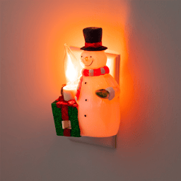 Northlight Snowman with Present Flickering Christmas Night Light