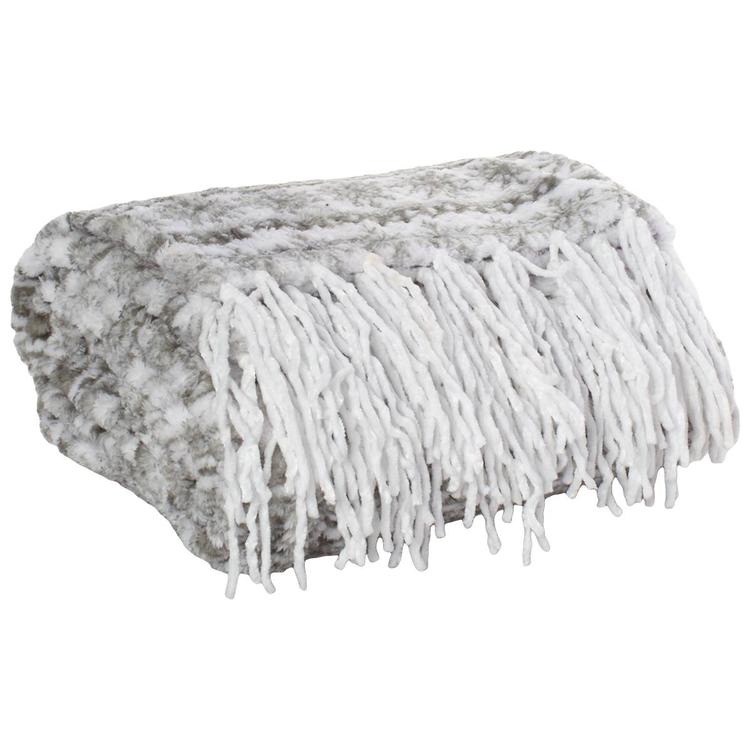 Mountain Ridge Clean Nordic Fringe Popcorn Throw