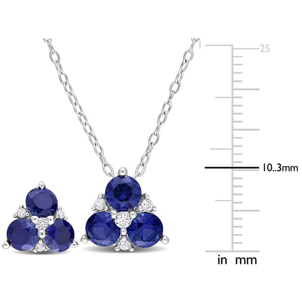 Gemstone Classics™ 3.375kt. Created Sapphire 3-Stone Pendant Set