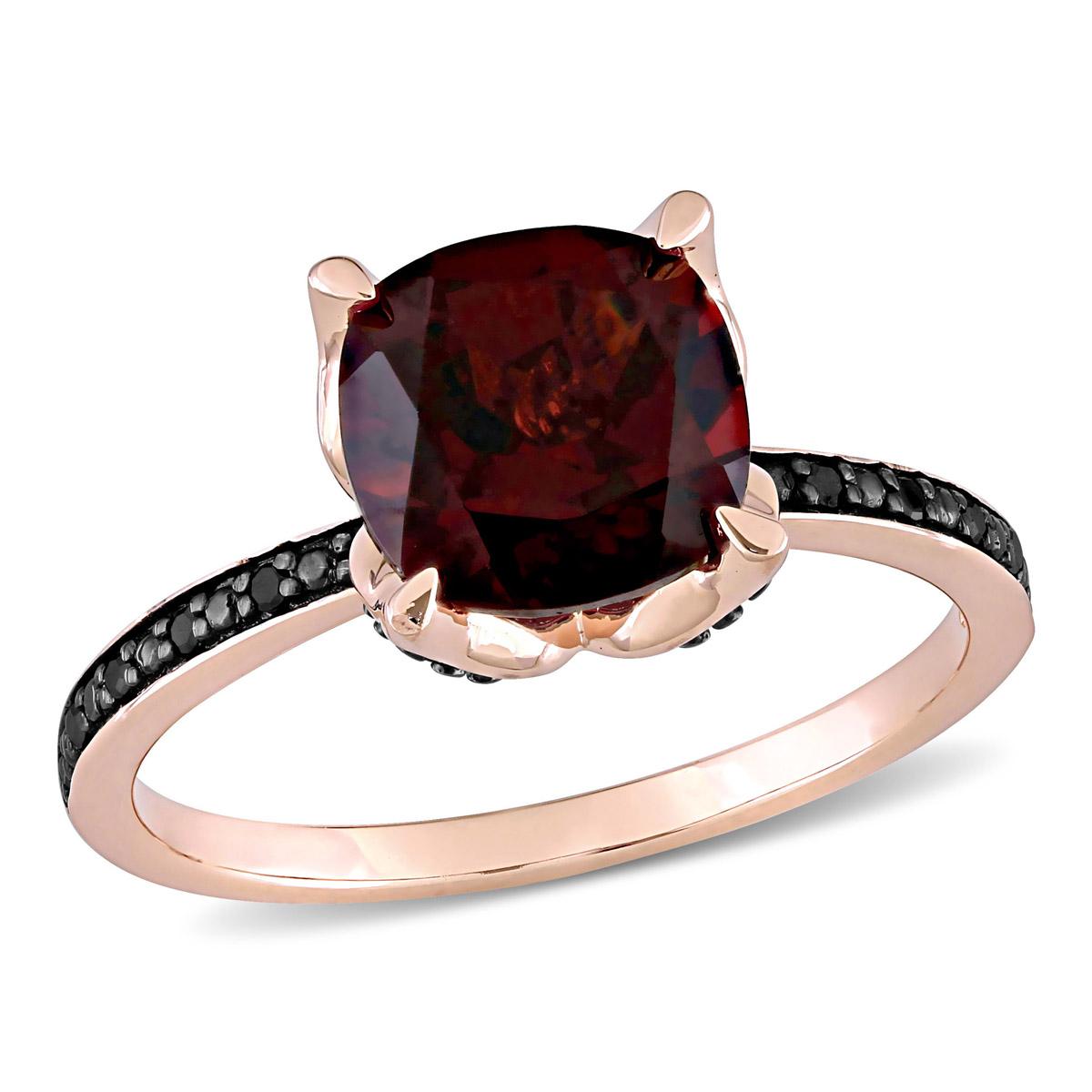 Gemstone Classics™ 10kt. Rose Gold Garnet & Black Diamond...