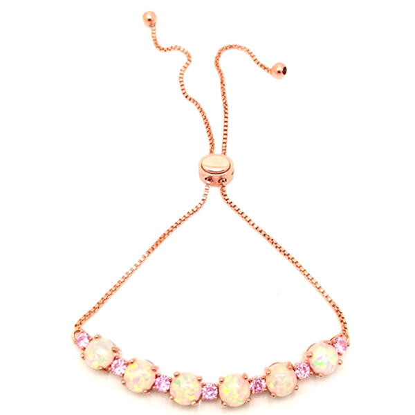 Gianni Argento Rose Plated Lab Opal & CZ Adjustable Bracelet - image 