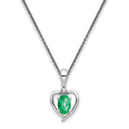 14kt. Emerald Diamond Pendant Heart Necklace