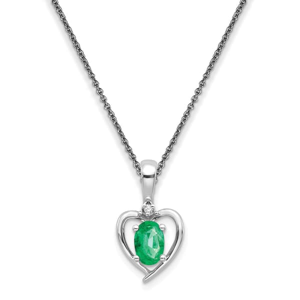 14kt. Emerald Diamond Pendant Heart Necklace - image 