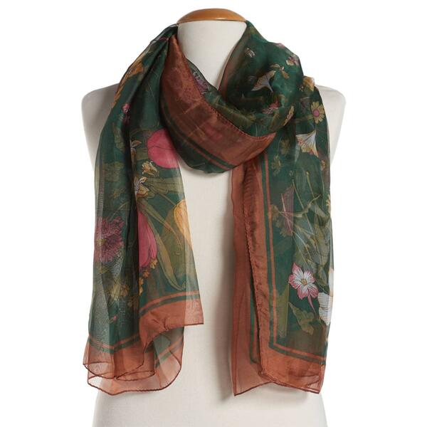 Womens Renshun Floral w/Solid Border Oblong Scarf - image 