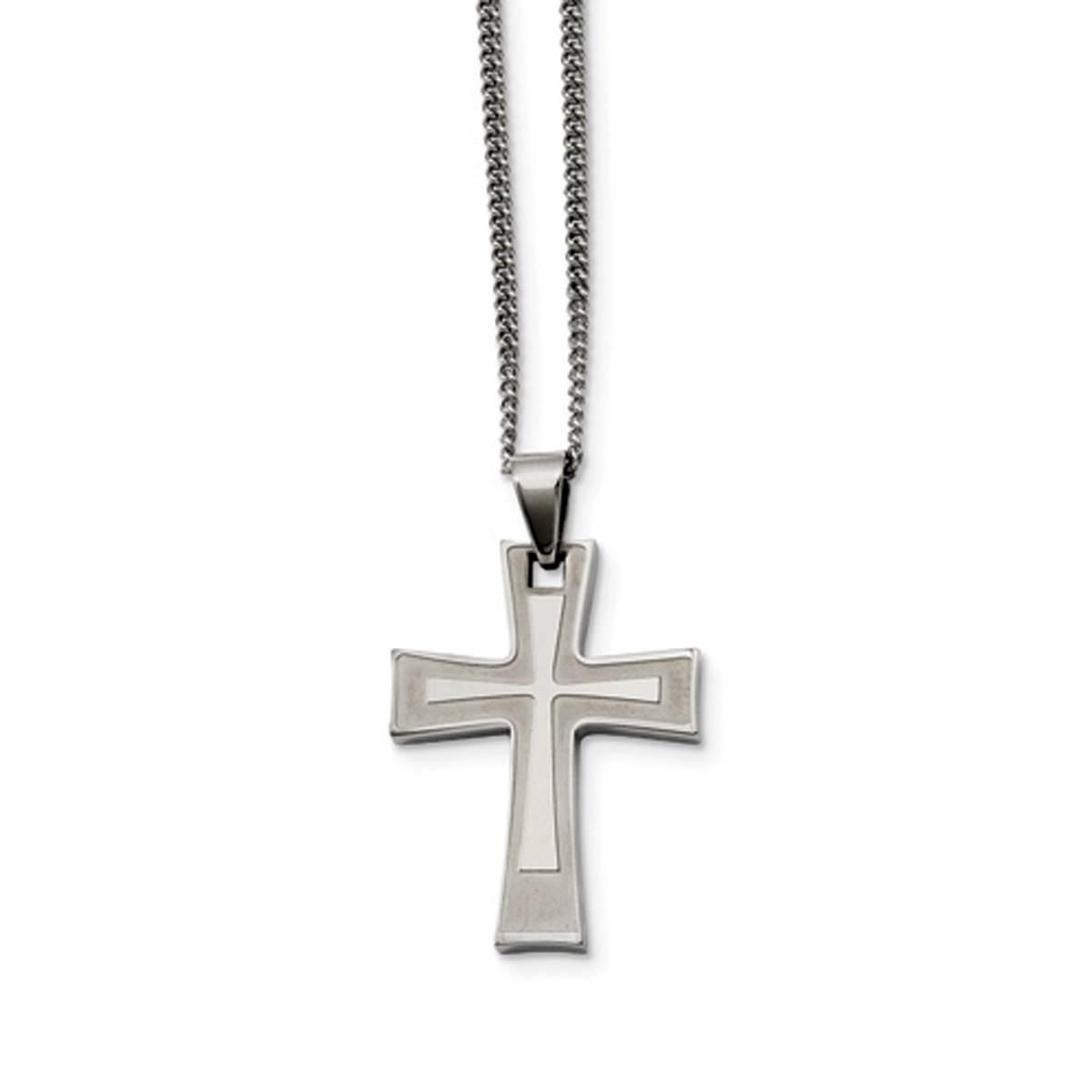 Mens Gentlemens Classics™ High Polished Cross Necklace