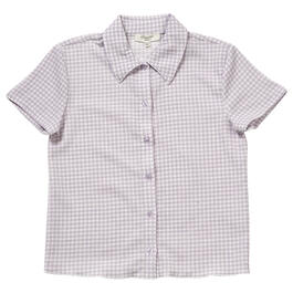 Girls &#40;7-16&#41; No Comment Button Down Gingham Crinkle Woven Top