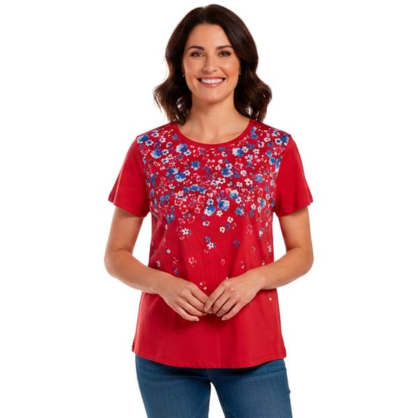 Petite Emily Daniels Short Sleeve Floral Crew Neck Tee - image 
