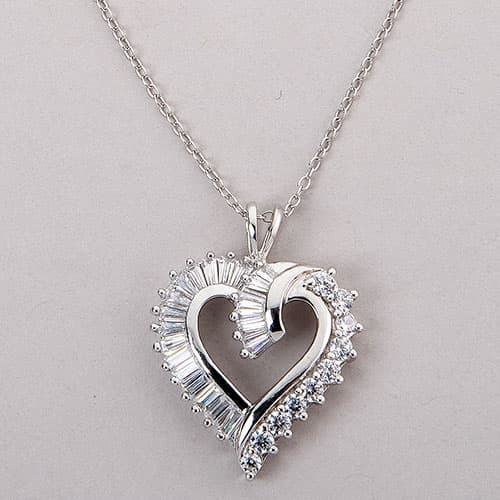 Splendere Sterling Silver & CZ Heart Pendant Necklace
