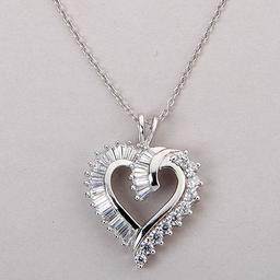 Splendere Sterling Silver Cubic Zirconia Heart Necklace