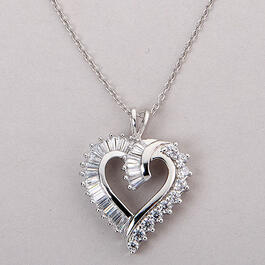 Splendere Sterling Silver Cubic Zirconia Heart Necklace